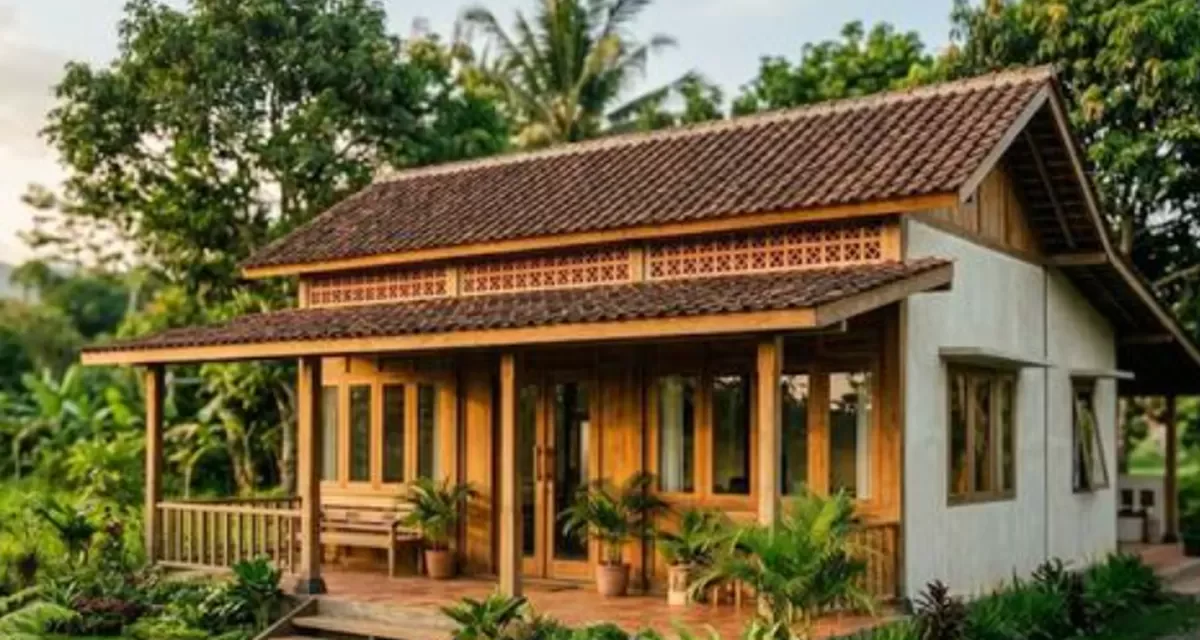 Rumah Sederhana Di Desa Dengan Ventilasi Terbuka