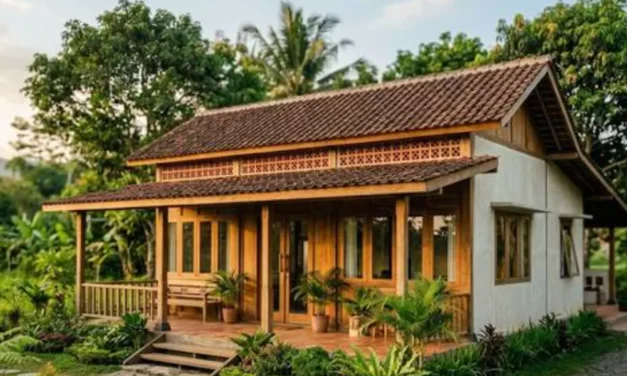 Rumah Sederhana Di Desa Dengan Ventilasi Terbuka